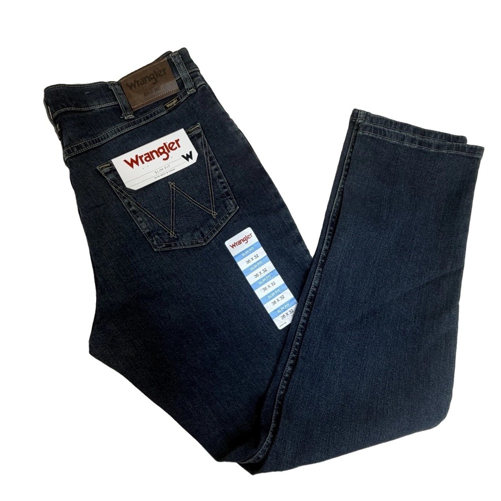 NWT Wrangler Retro Slim Fit Men's Jeans Sz 36x32 Dark Wash 112370324 NEW